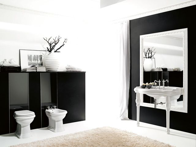 Formello浴由黑白单色浴室的Albion浴缸设置
