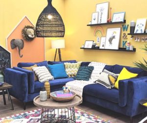 yellow living room blue sofa family room good homes ideal home show 2019 copy