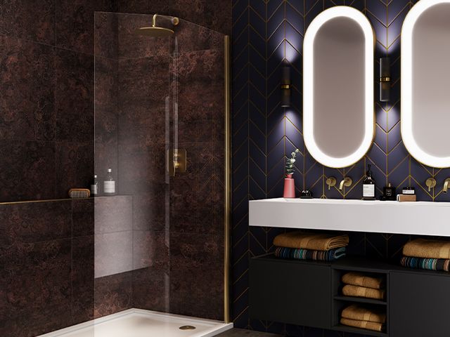 黑色和金浴室计划 - 如何在浴室使用黑色 - 浴室 -  GoodhomesMagazine.com