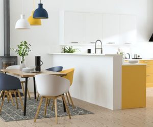 黄色和灰色的厨房设计- 7种方法来装饰你的厨房用黄色
