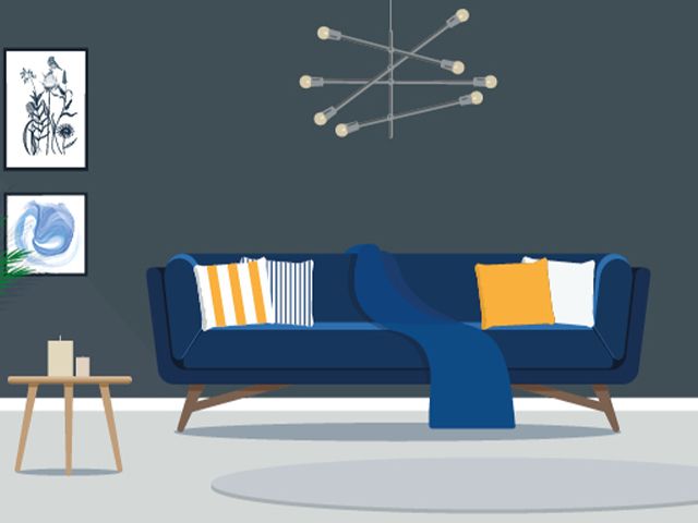 黑格蓝色客厅——英国最受欢迎的油漆颜色——灵感来源——goodhomesmagazine.com