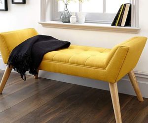 黄色长椅- 6个室内长椅节省空间的座位-购物- goodhomesmagazine.com