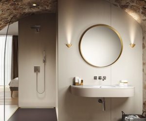 圆形金色镜子 -  5英镑的时尚浴室镜子50英镑 - 浴室 -  Goodhomesmagazine.com
