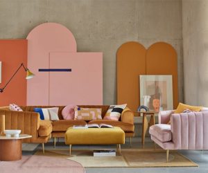 天鹅绒家具客厅- 5个橙色装饰的想法-灵感- goodhomesmagazine.com
