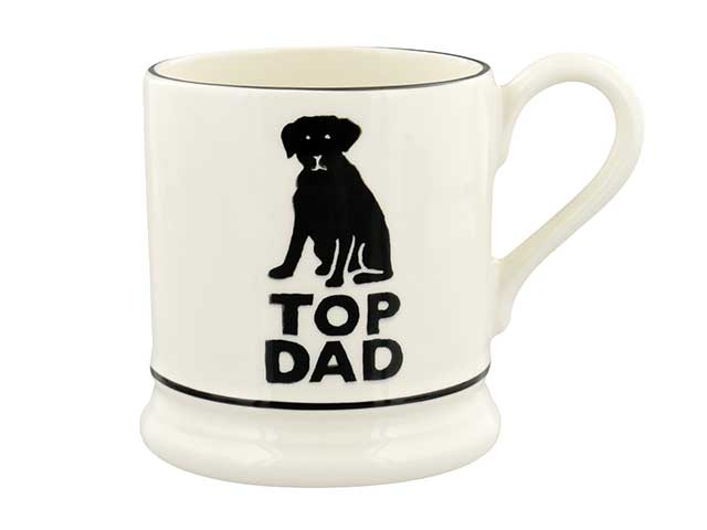 艾玛·布里奇沃特奶油陶瓷马克杯，上面画着一只狗，还有“最棒的爸爸”的文字——父亲节——Goodhomesmagazine.com