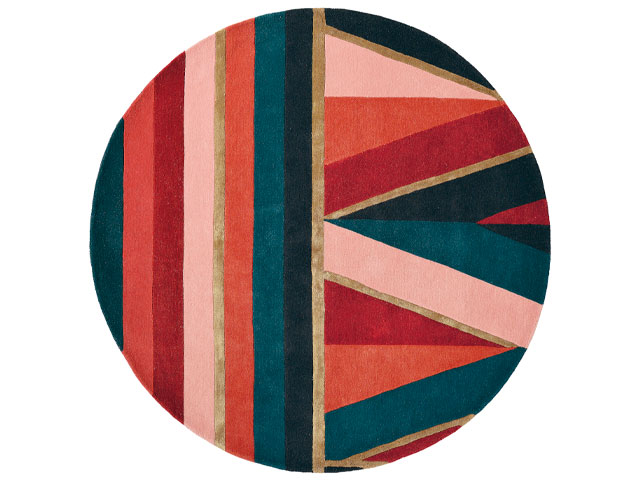 圆的几何地毯在Ted Baker在阿马拉宝石的颜色
